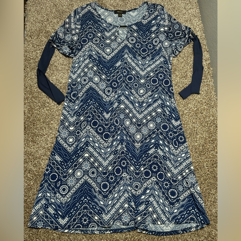 Espresso Navy and White Midi Dress - Picture 2 of 10